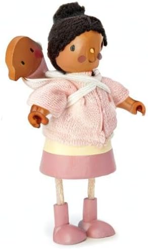 Tender Leaf Toys - Mrs. Forrester and The Baby - Detailed Wooden Doll with Flexible Arms and Legs for Dollhouse - Encourage Creative and Imaginative Play for Children - Age 3+