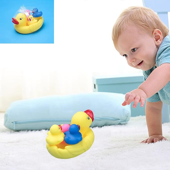 Bath Duck Toys Rubber Ducks Family Squeak and Float Duckies Baby Shower Toy Party Decoration for Toddlers Boys Girls (Colorful Duck Family)
