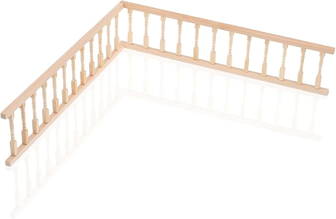 2Pcs Dollhouse Handrail 1:12 Wooden Mini Railing Dollhouse Fence Mini Handrail for Miniature Props Doll House Furniture Decoration