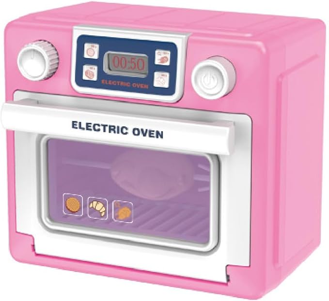 Play Kitchen for Toddlers Toy Oven, Pink Easy Bake Oven for Girls, Kids Kitchen Playset with Color-Changing Foods, Kids Microwave Toys Pretend Toddler Cooking Gifts for Girls Boys