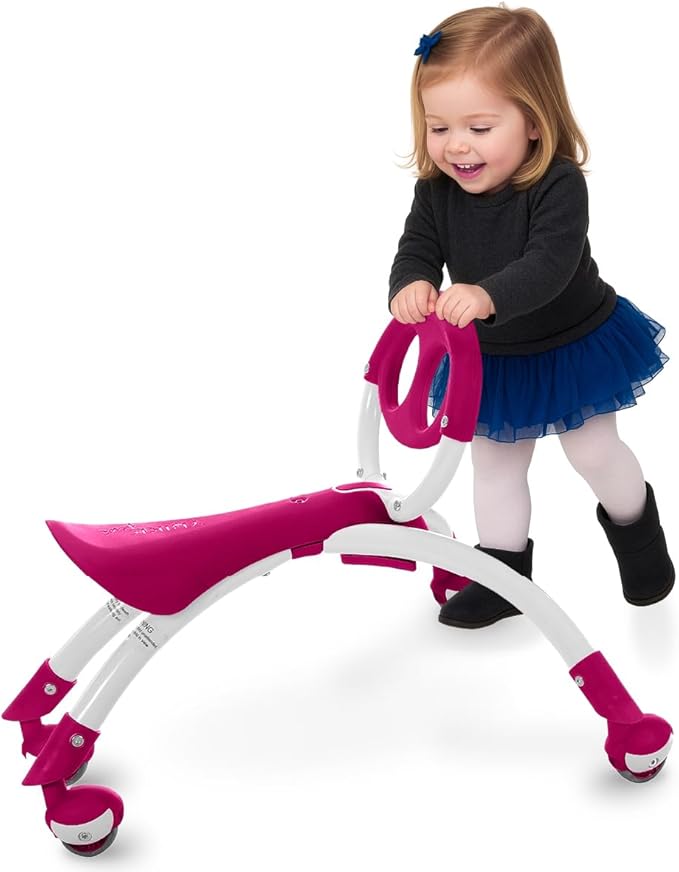 YBIKE Pewi Balance Bike Toddler Toys - Walking Ride On Toys, Toddler Push Car, Kids Bike for Ages 9 Months to 3 Yrs, Durable Push Toy, Comfortable, Indoor & Outdoor, Up to 44 Lbs, Raspberry