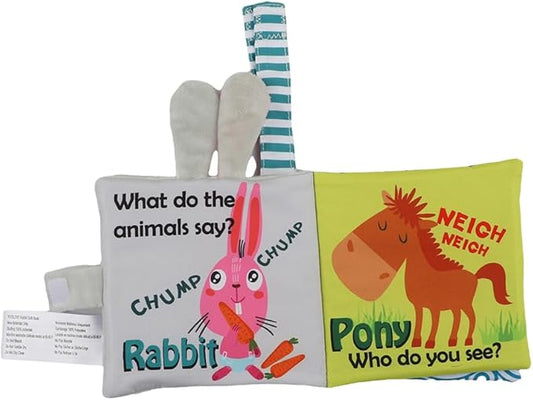 bebe mondo Crinkle Books for Babies, Soft Baby Books 0-6 Months, Infant Toys for 0-6-12-18 Months, Tummy Time Mirror Toy, Bunny Rabbit, Baby Gifts for Boys & Girls, Shower Gift