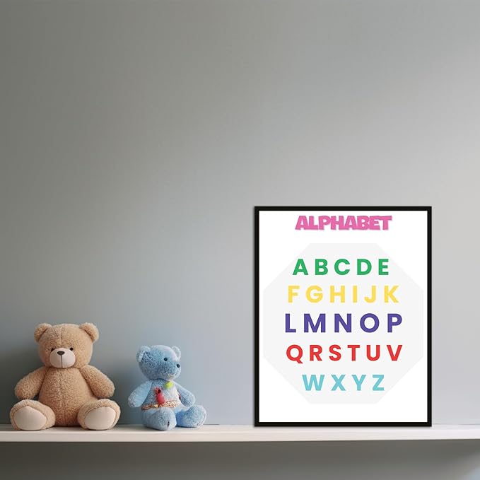 Educational Posters, Homeschool Decorations, Preschool Wall Decor for Toddlers Set of 6 Unframed (8''x10'') Kindergarten School,Supplies, Classroom Posters, ABC, Alphabet, Shapes, Colors, Number,
