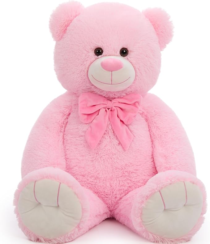 Tezituor Big Pink Teddy Bear Stuffed Animal, 36" Giant Plush Bear Toys Baby Shower Decor Christmas Valentines Gifts for Girlfriend Girls Kids