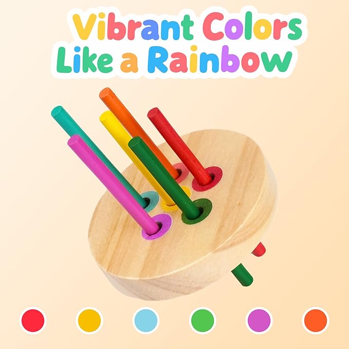 Montessori Toys for 2 Year Old, 4-in-1 Wooden Color Sorting Sensory Toys for Toddlers Fun Play Preschool Learning Activities Fine Motor Skills Educational Toys for Age 3 4 5 Boys Girls Gifts