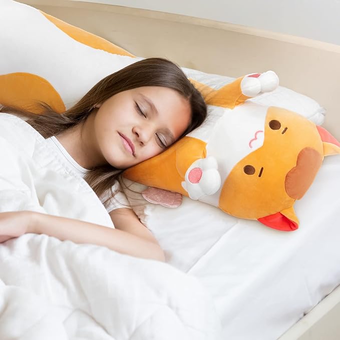 Mewaii Long Cat Plush 5 Sizes, 120% Extra Filling Giant Plushness Kids Body Pillow, Kawaii Cute Brown Cat Stuffed Animals Plushies, Big Long Body Pillow Cat Plush Gift for Girls 44”