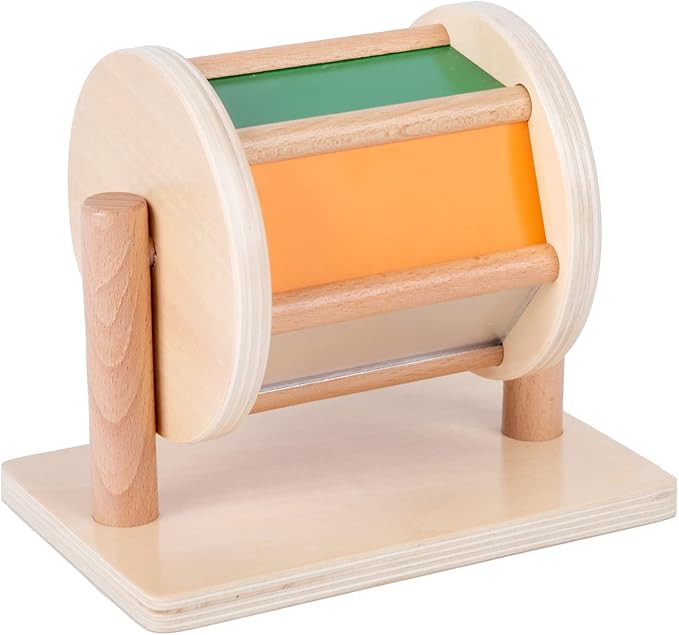 Montessori Baby Toys Play Kit - Mirror, Peekaboo, Knob Puzzle, Spinning Drum, Rainbow Ball - 6-12 Months Toddlers