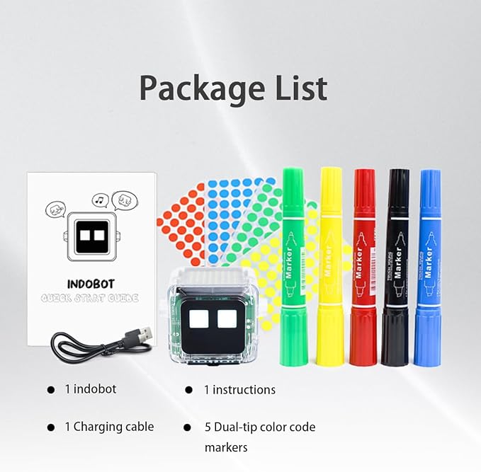 HoverBots No Coding Experience Required Interactive Coding Robot for Kids, Including Color Code Markers, Charging Cable, 27 Pre-Designed Color Codes, Suitable for Preschool Education