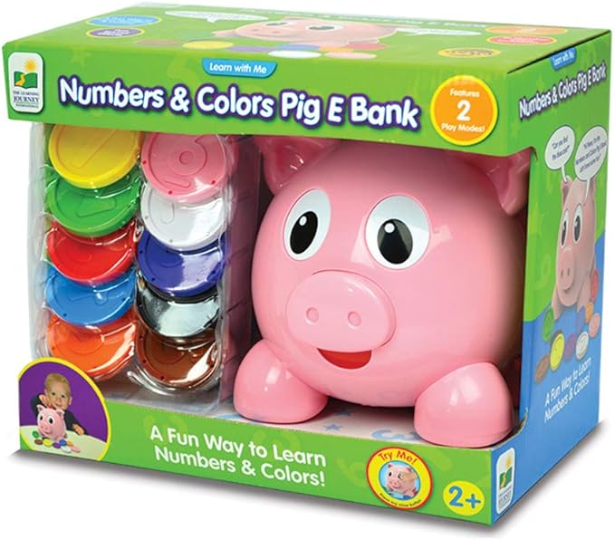 The Learning Journey Learn with Me - Numbers & Colors Pig E Bank - Color and Number STEM - Teaching Toddler Toys & Gifts for Boys & Girls Ages 2 Years and Up, Model Number: 208441, 10 color coins