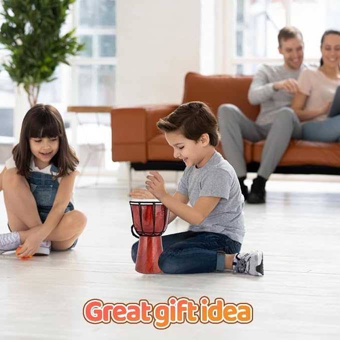 ArtCreativity 8 Inch Mini Wooden Toy Drum for Kids - Rustic Brown Wood Djembe - Fun Musical Instrument Baby Drum Toy - Gift Idea, Birthday Party Favor for Boys, Girls, Toddler and Baby