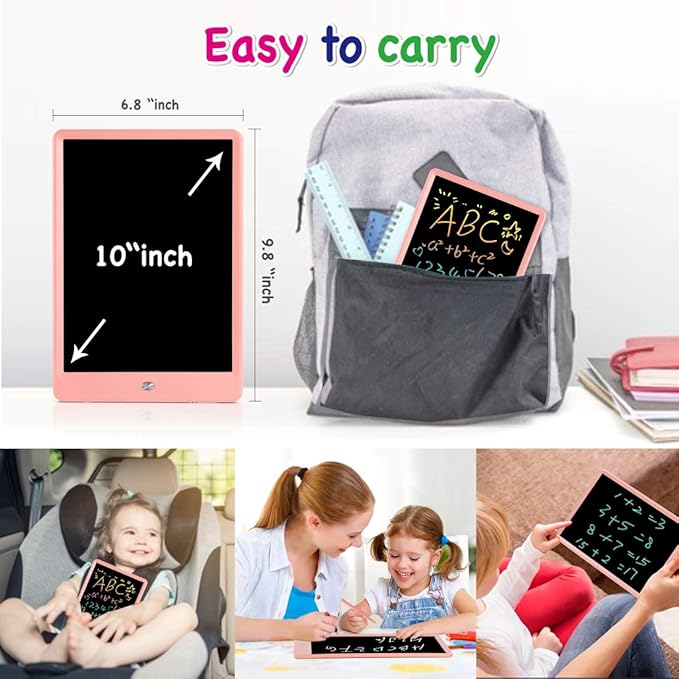 ORSEN LCD Writing Tablet 10 Inch, Colorful Doodle Board Drawing Pad for Kids, Toddler Toys for 3 4 5 6 7 8 Year Old Girls Boys Gifts (Pink)