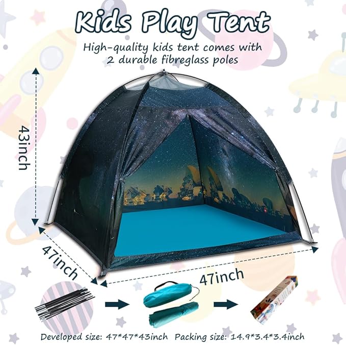 Kids Play Tent Imaginative Play Popup Tents Space World Tent for Kids Indoor/Outdoor Fun-Kid Galaxy Dome Tent Playhouse for Boys and Girls,Perfect Kidâs Gift- 47" x 47" x 43"