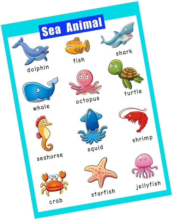 SANTSUN Educational Preschool Posters | Educational Wall Charts | school decorations classroom organization for Kindergarten-42x60cm(17x24 inch) – Sea Animal