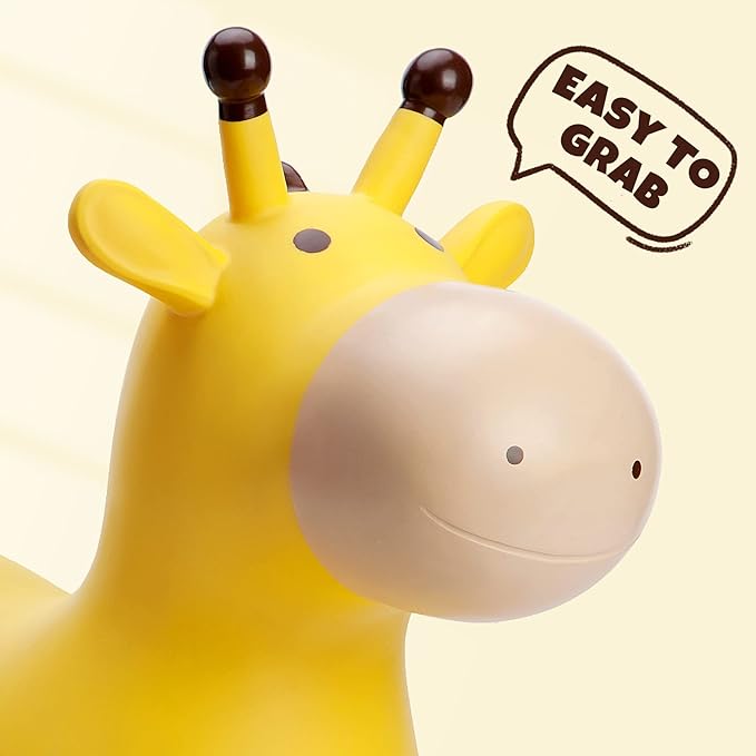 PlayZap Giraffe Bouncy Horse Hopper, Bouncy Animals Hopper for Toddlers, Inflatable Jumping Ride on Bouncer, Kids Hopping Toys for 18M 2 3 Years Old Kids Boys Girls Gifts