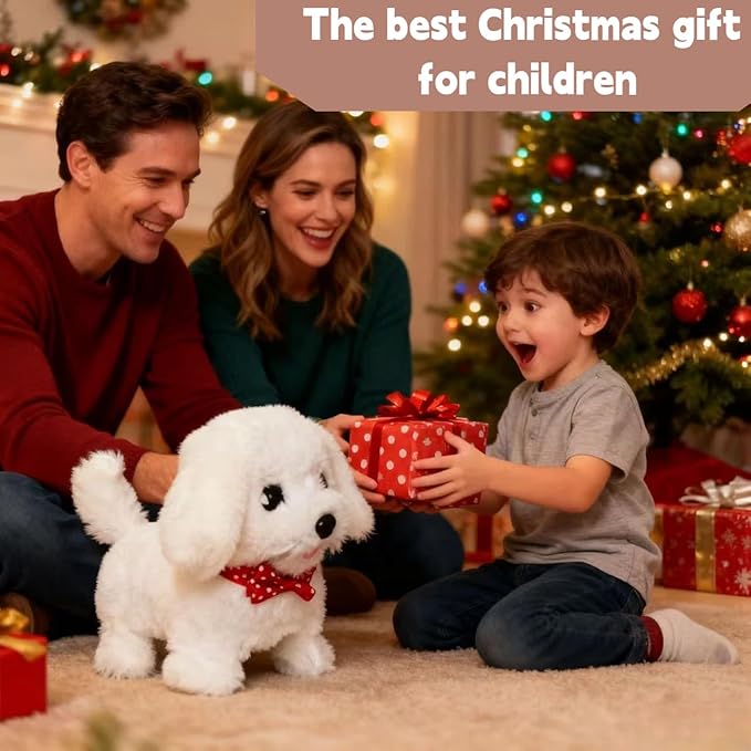 Realistic Robot Puppy, 2026 New Robots Dog, Electronic Interactive Dog - Walking, Barking, Tail Wagging, Creative Companion Puppy for Kids Toddlers (White)