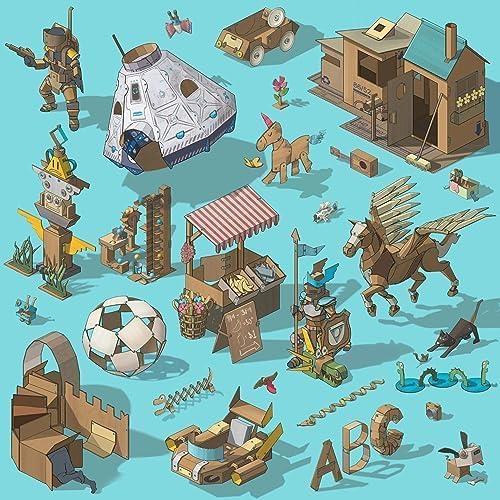 Makedo Discover | Upcycled Cardboard Construction Tool Kit in Small Toolbox (126 Pieces) | STEM + STEAM Educational Toys for at Home Play + Classroom Learning | Reusable Tools for Boys & Girls Age 5+