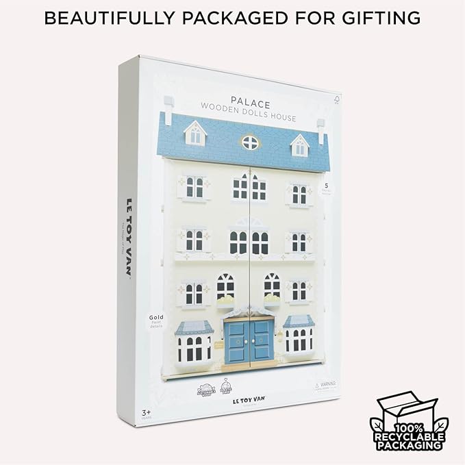 Le Toy Van - Palace House Large Wooden Doll House | Great As a Gift | 5 Storey Wooden Dolls House Play Set - Suitable for Ages 3+