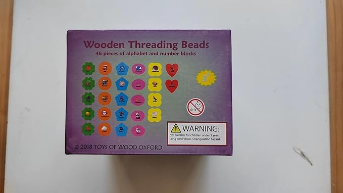 TOWO Wooden Alphabet Number Blocks – Letters ABC Threading Beads Sorting Toy 46 Pieces - Lacing Puzzle- Educational Color Matching Toys for 3 Years Old Fine Motor STEM Montessori Learning