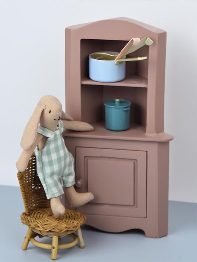 1/12 Scale Miniature Wooden Dollhouse Corner Cabinet for Bedrooms and Living Rooms Dollhouse Furniture Decor for 3+