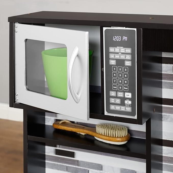 Play Kitchen Sets for Kids, Large Wooden Kitchen Playset, Realistic Toy Kitchen Sets for Toddlers with Granite Top, Pretend Kitchen Set for Kids 3-10 Ages by Naomi Home, Espresso