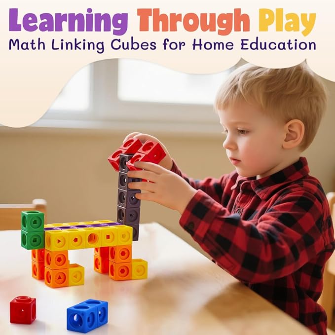 Set of 200 Kids Linking Cubes for Math, STEM Connecting Cubes Math Manipulatives Kids Counting Blocks for Classroom Learning Supplies for Preschool and School Children
