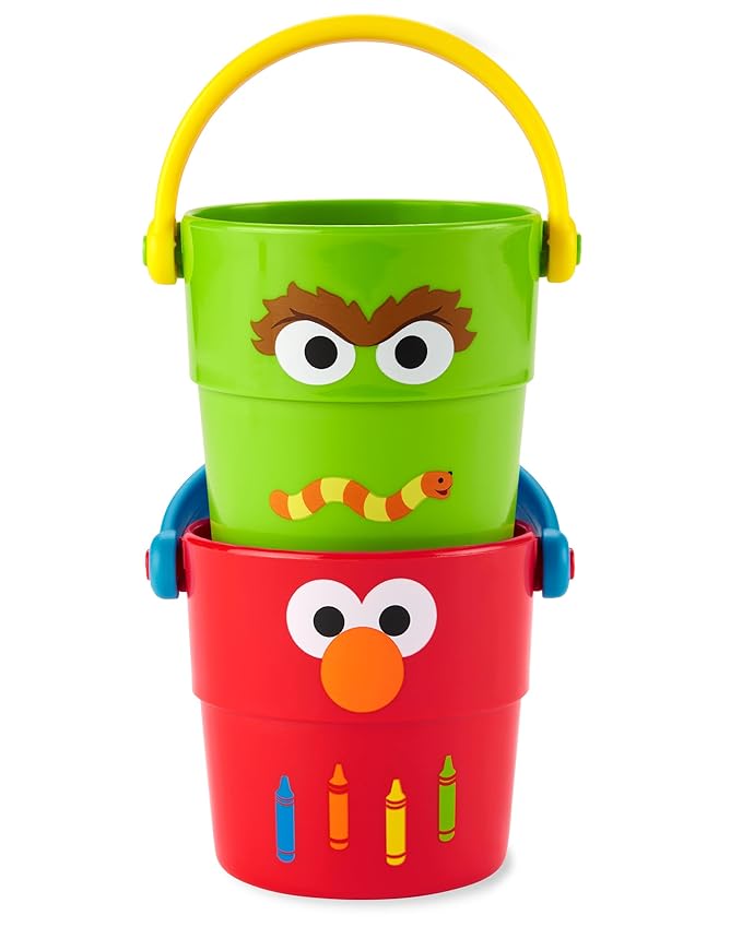 Skip Hop x Sesame Street Baby Bath Toy, Stack & Pour Bath Buckets