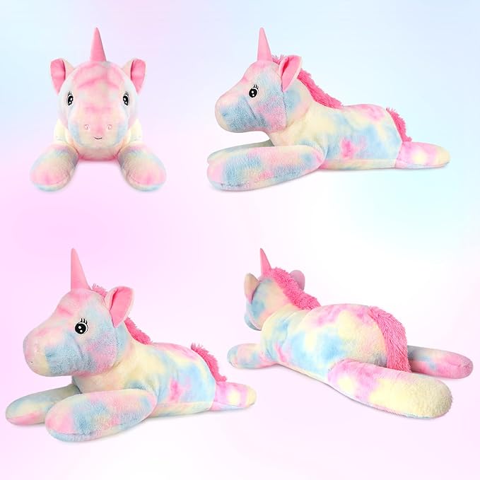 43 inch Giant Unicorn Stuffed Animal, Lifelike Giant Plush Unicorn Toys for Stress Relief & Companion, Soft Big Stuffed Animals, Rainbow Unicorns Big Plushies Gifts for Kids Adults