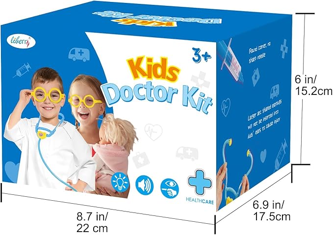 Liberry Doctor Kit for Toddlers 3 4 5 Years Old, Kids Doctor Play Set for Girls Boys Toy, Pretend Play Medical Kit with Stethoscope & Costume for Christmas Birthday Gift Blue