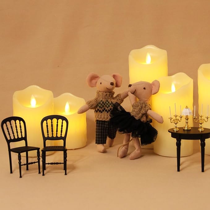 Fancy Vintage Dollhouse Furniture Dining Table Set, 1/12 Scale Miniature Table and 2 Chair of Dining Room Modern 3PCS Iron Dollhouse Furniture Christmas/Birthday Gift