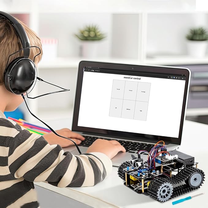 ACEBOTT Smart Robot Tank Car Kit with ESP32 for Arduino Robotics for Kids Ages 8-12 12-16 STEM Science Kits Coding Gifts for 8-16 Year Old Boys Girls Teens Cool Engineering Building Toys Unique Gifts