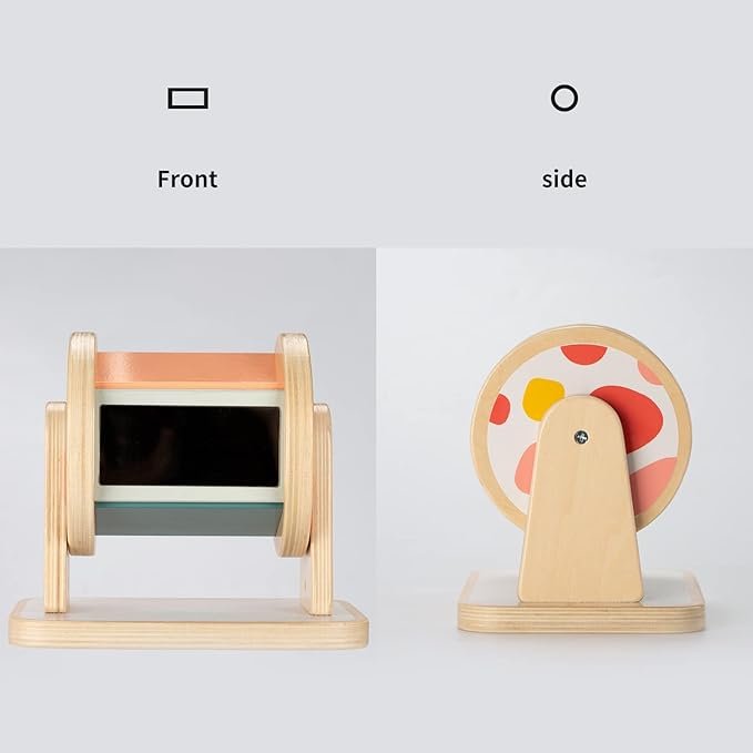 Montessori Spinning Drum, Montessori Toys for Babies 6-12 Months, Montisory Baby Toys for 1 Year Old Infant, Wooden Toy for Baby