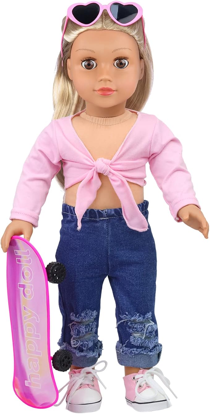 ZITA ELEMENT 18 Inch Girl Doll Scooter Skateboard Clothes and Accessories - 18 Inch Doll Clothes Set Sport Shoes Scooter and Other Outdoor Sport Stuff