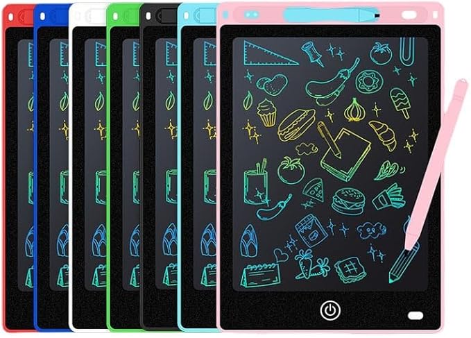 2-Pack LCD Writing Tablets for Kids – 12″ Large & 8.5″ Portable Colorful Doodle Boards – Eye-Safe LCD Screen, Ultra-Thin, Reusable Drawing & Learning Toys for Girls Boys Teenagers(Black)