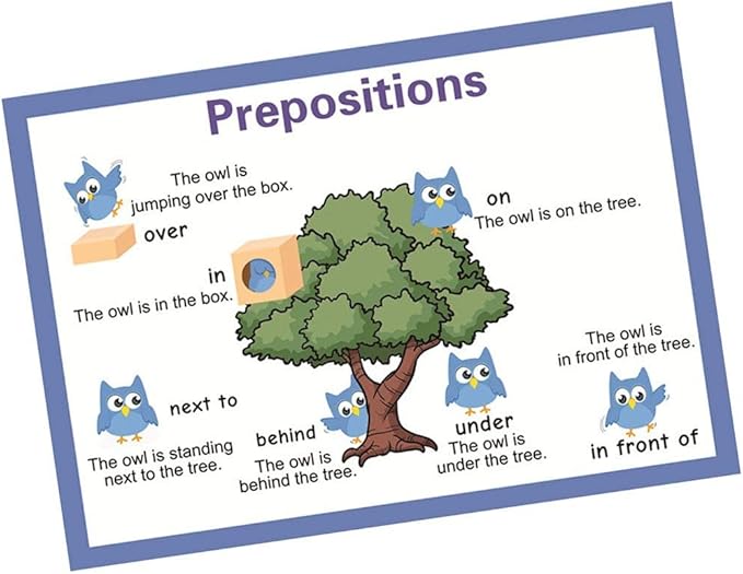 SANTSUN Educational Preschool Posters | Educational Wall Charts | school decorations classroom organization for Kindergarten-42x60cm(17x24 inch)– Prepositions