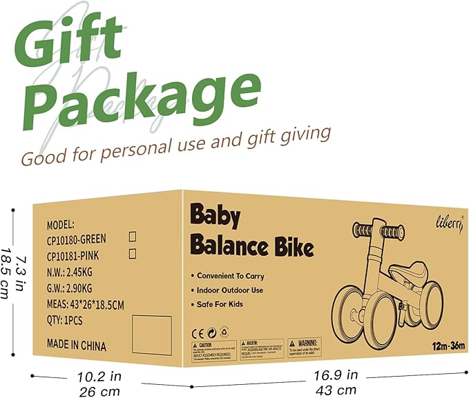 Liberry Baby Balance Bike with Light Up Wheels Age 1 2 3 Years Old, No Pedal 4 Silence Wheel Toddler Bike, First Baby Riding Toy Birthday Christmas Gift for Boys Girls (Green)