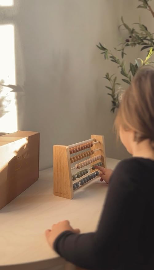 Boho Abacus - STEM Toy- Boho Nursery Decor and Playroom Decor- Math Toddler Toy with Beads- Montessori Toys - Aesthetic Modern Educational Wooden Toys