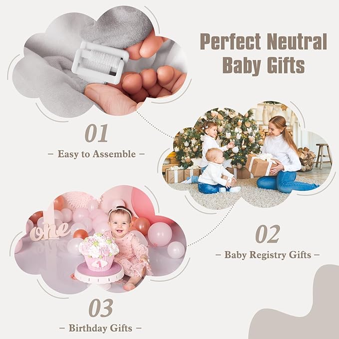 5-in-1 Plush Baby Play Gym, Tummy time mat, Play Mat, Baby Gym, Activity Mat with Convertible Gym and Pillow, 6 Sensory Toys, Play Center from Newborn to Toddler, Grey