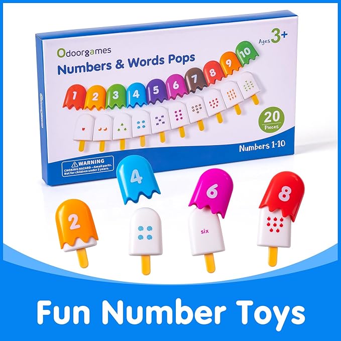 Mini Number Pops 1-10 – Fun Number Matching Toys for Kindergarten & Preschool – Ice Cream Counting & Recognition Math Games