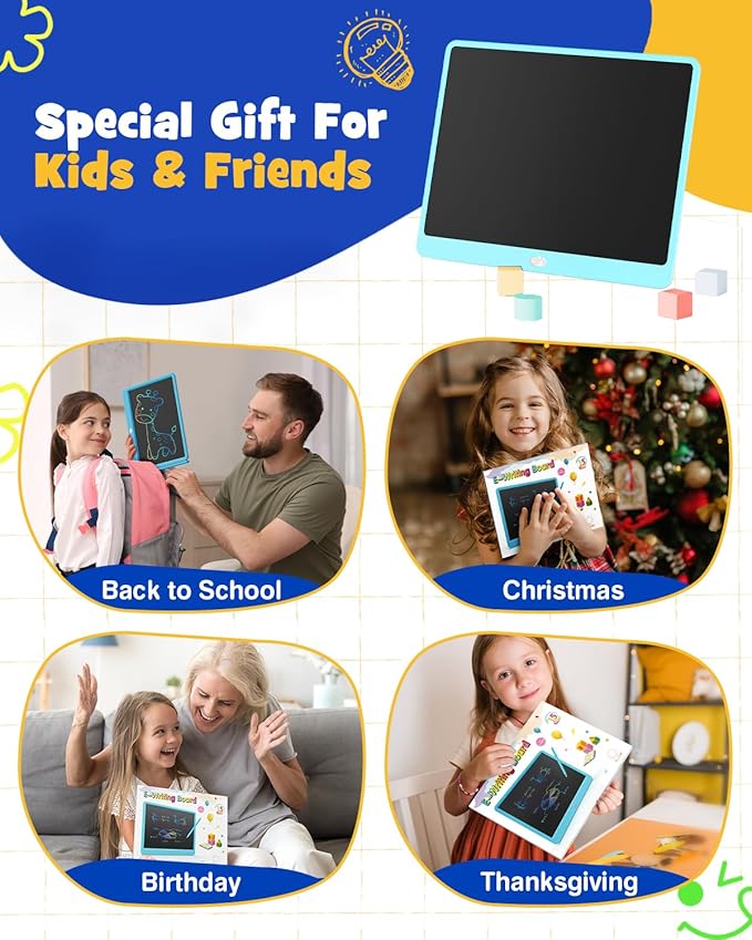 TEKFUN Birthday Gifts for Kids, 16inch LCD Writing Tablet Drawing Board, Teen Girl Boy Gifts Age 10 and Up, Birthday Gifts for All Age Groups, Erasable Writing Tablet for Business Meeting (Blue)