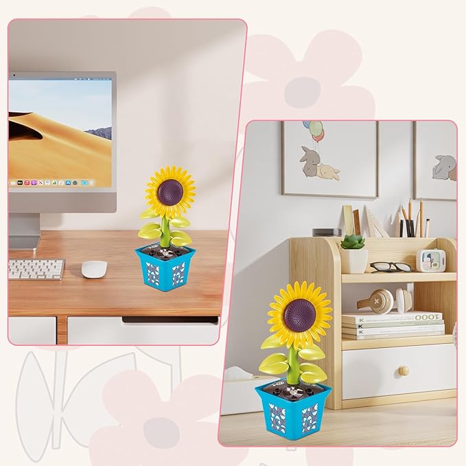 Musical Sunflower Piano Game Machine, Interactive Building Blocks Toy with Watering Can (Sunflower)