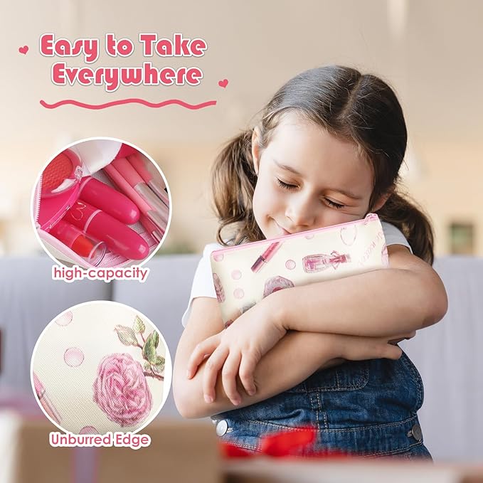 Girl Gifts Basic Pretend Makeup for Little Girls 3-5, Play Makeup for Kids 3-5, Fake Makeup Set Toys for 3 4 5 6 7 Year Old Girls, Toddler Makeup Kit with Fake Make up Toys Gifts