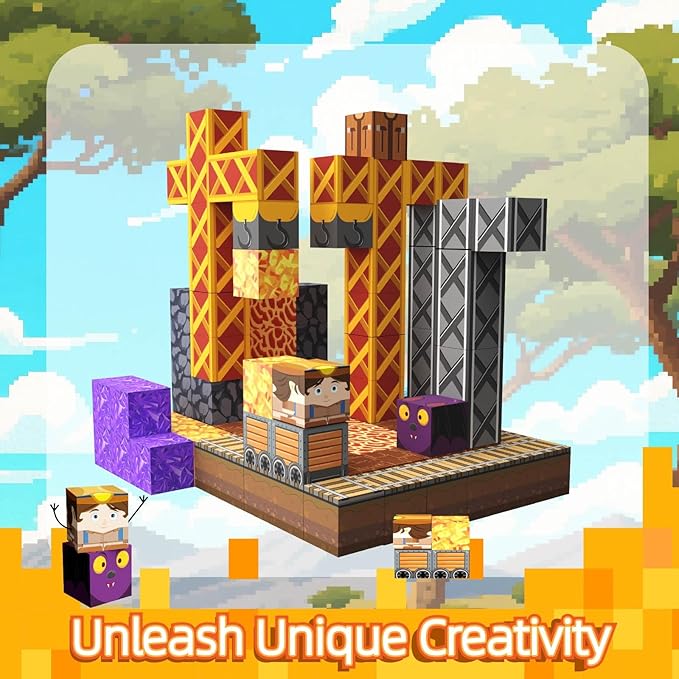 Magnetic Blocks, 120PCS Magnetic Building Blocks Magnet Cubes STEM Montessori Sensory Educational Toys for Kids Boys Girls (MineTheme)