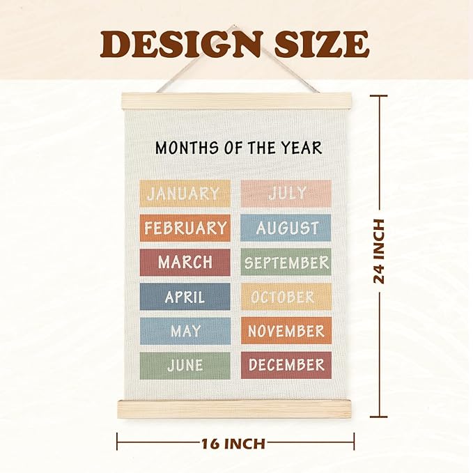 Supwhd Days of the Week Posters for Classroom, Days of the Week Learning Posters Wall Decor for Nursery Kids Room Playroom Classroom Preschool, Days of the Week Poster Hanger Frame, 16x24