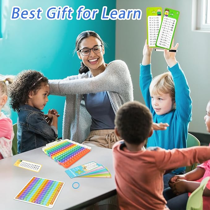 Multiplication Flash Cards + Pop Fidget Multiplication Chart, Times Table Educational Flashcard 3rd Grade, 4th, 5th, 6th Grade for Kids