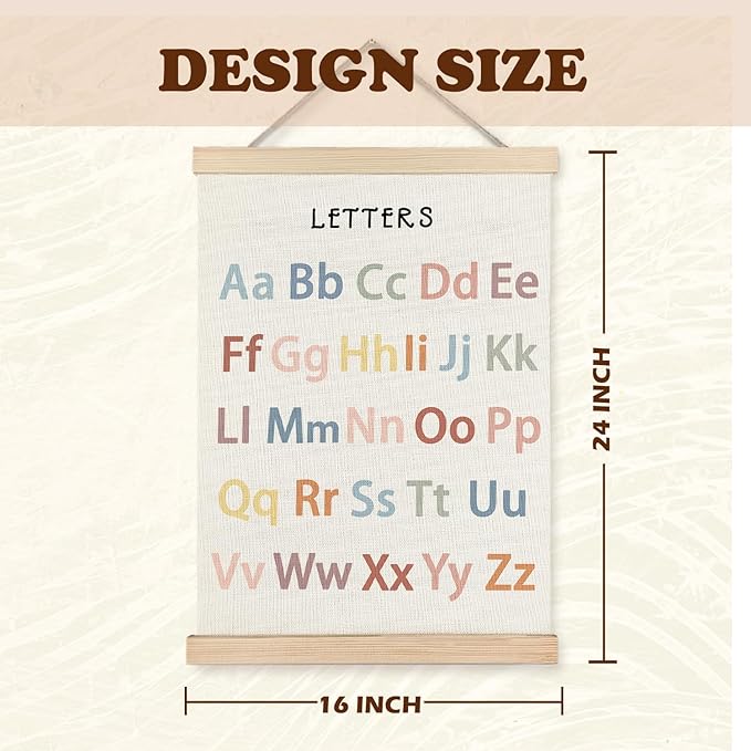 Supwhd Classroom Wall Decor, Numbers and Alphabet Educational Wall Art Poster, Alphabet ABC Numbers from 1 to 20 Poster Wall Decor for Toddler Kids Room Playroom Classroom, 12x16 Set of 2