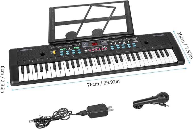 M SANMERSEN Kids Keyboard Piano with 61 Keys, Microphone, LED Display, Music Stand - Electronic Piano Keyboard for 3-9 Year Old Beginners