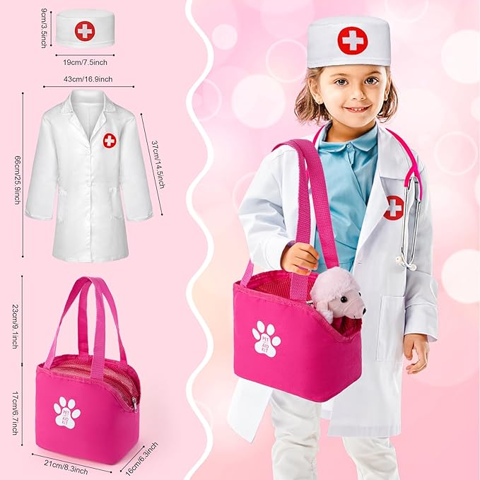 Doctor Kit for Girls, 36 Pcs Veterinarian Playset for Kids, Doctor Kit for Toddlers 3-5 with Dog Toy & Real Stethoscope, Kids Vet Kit Pretend Play Doctor Toys, Doctor Play for Boys Girls