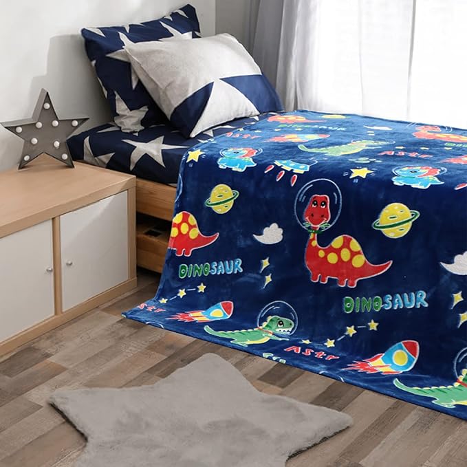 SALIMAH Glow in The Dark Blanket Dinosaur Gifts for Girls, Toys for Girls Boys Age 2 3 4 5 6 7 8 9 10 Year Old, Soft Kids Blankets Gifts for Grandkids Teens for Christmas Birthday, 50"x60"