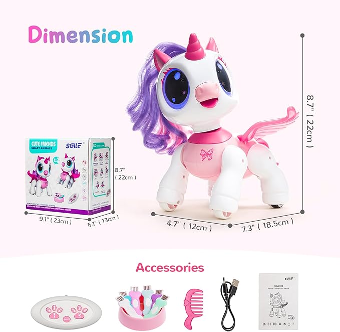 SGILE Kids Toys Rechargeable RC Robots, Remote Control Toy with Auto-Demonstration Pink