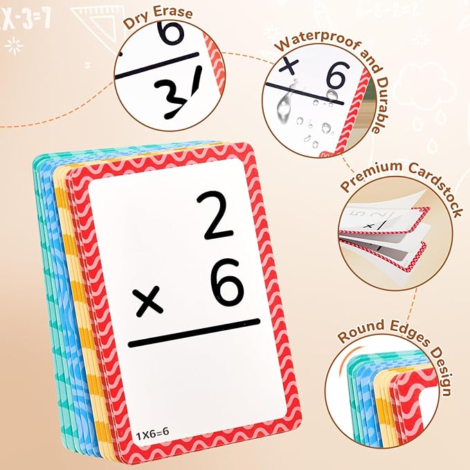 JoyCat 288 Math Flash Cards Set of 4- Multiplication, Division, Addition and Subtraction Flashcards for Kids 1st 2nd 3rd 4th 5th Grade or Kindergarten Homeschool Supplies